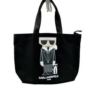 Karl Lagerfeld Paris Kristen Large Canvas Tote Bag, Large Preloved Zip Pocket